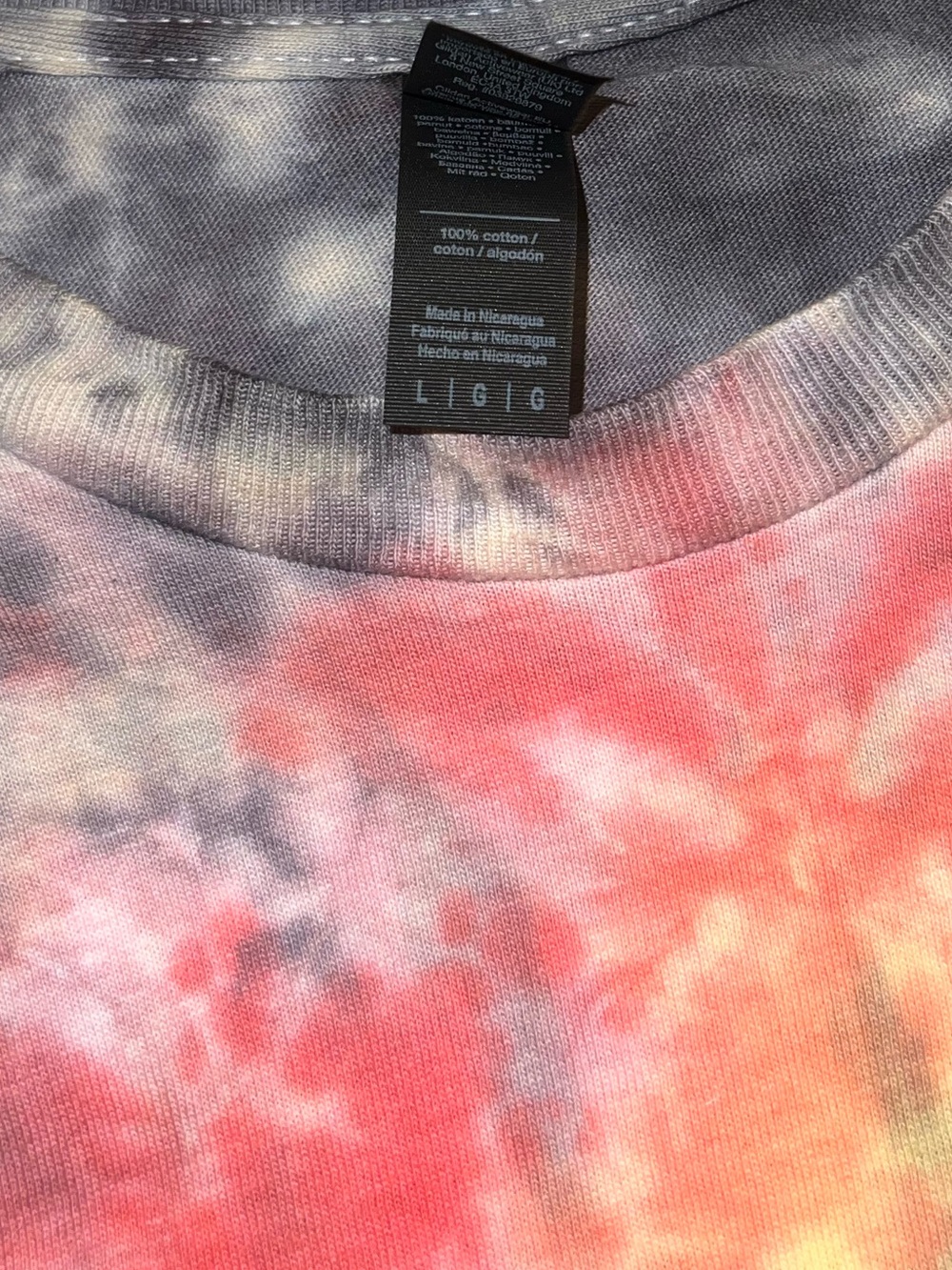 Handmade Tie Dye Flame Orange Red Gray Short Sleeve Cotton Shirt Size L - Picture 8 of 8